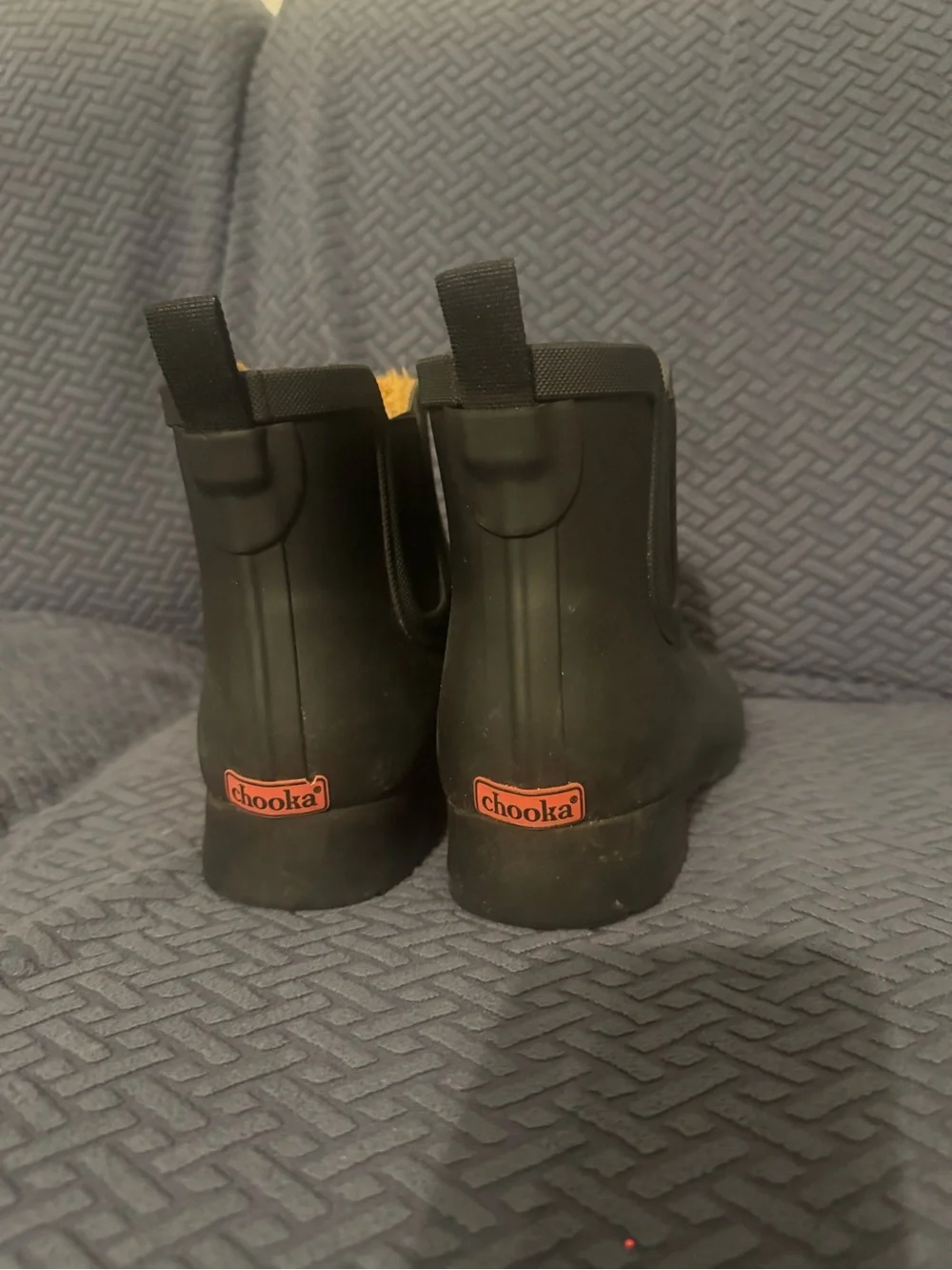 Chooka Black Matte Rubber Rain Boots with Faux Fur Lining
